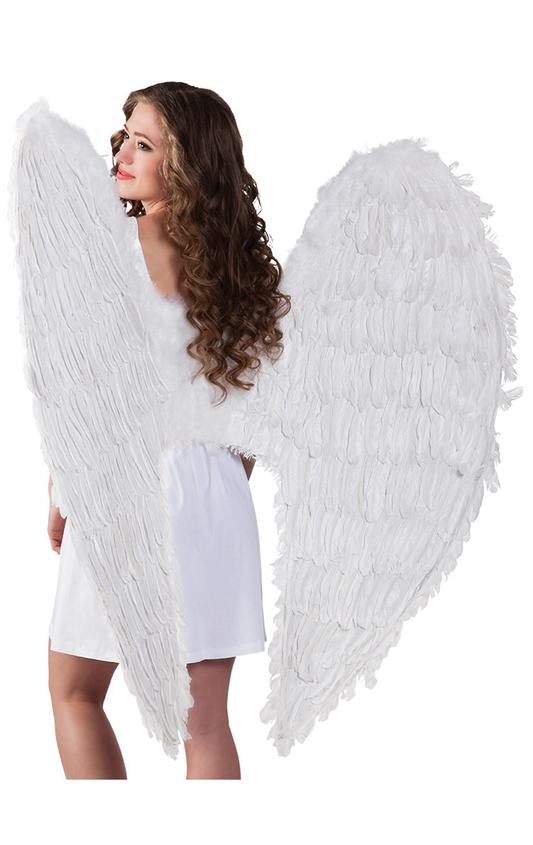 Accessoire grandes ailes d'ange en plumes blanches