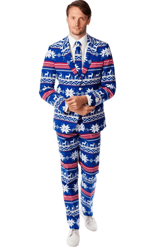 OppoSuits Herren-Weihnachtsanzug mit Rudolph-Aufdruck