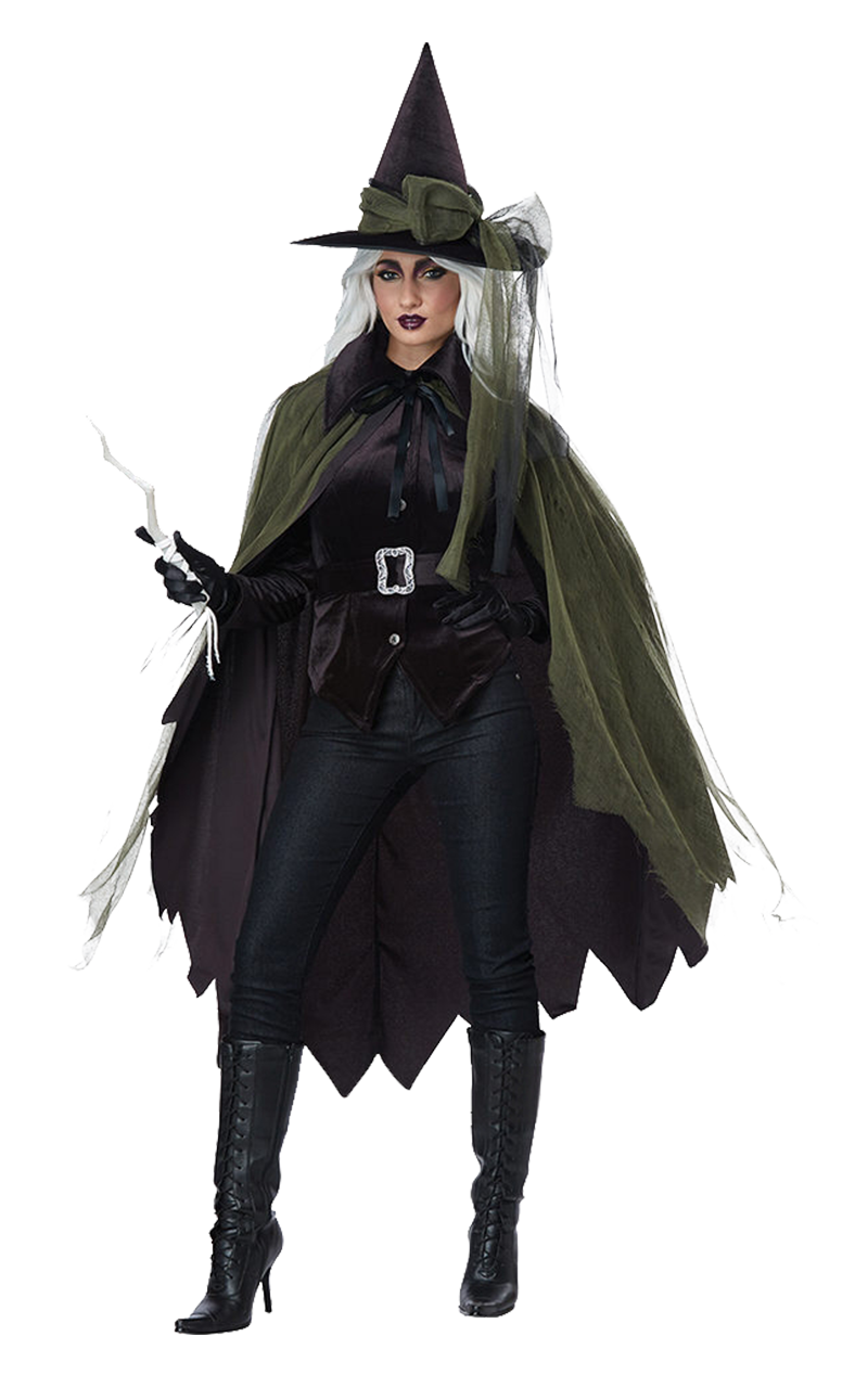 Womens Green And Black Witch Costume