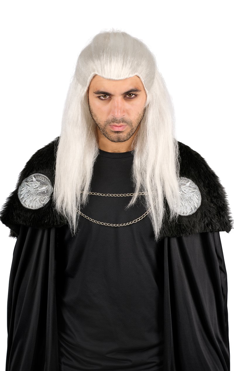 Adult White Long Warrior Wig Accessory - Fancydress.com