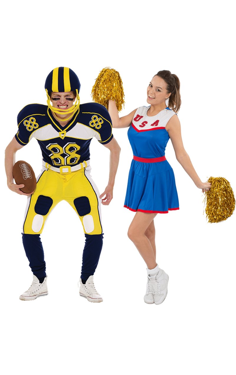 American Footballer & Cheerleader Couples Costume - Fancydress.com