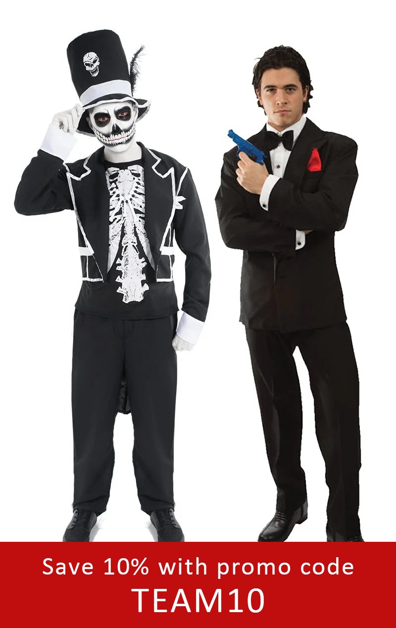 Baron Samedi & James Bond Couples Costume - Fancydress.com