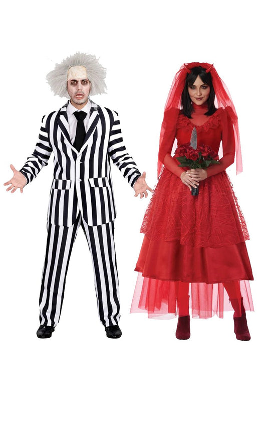 Beetlejuice & Lydia Deetz Couples Costume - Fancydress.com