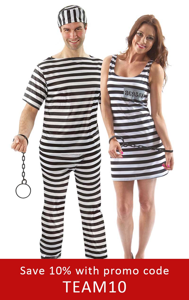 Black & White Convict Couples Costume - Fancydress.com