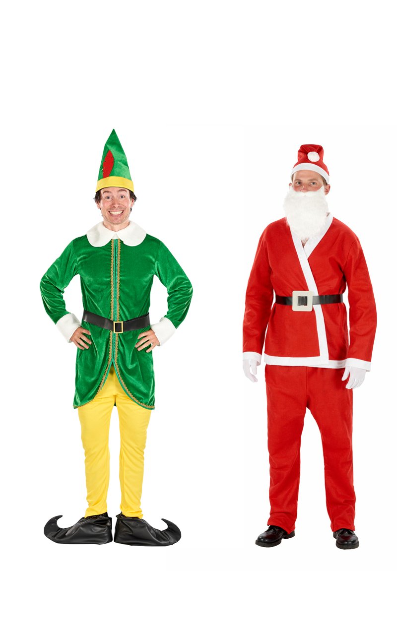 Buddy The Elf & Santa Couples Costume - Fancydress.com