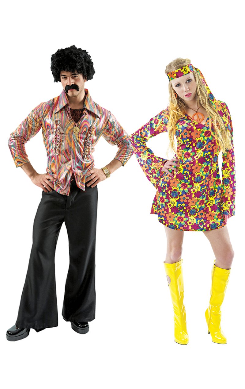 Disco Man & Flower Power Couples Costume - Fancydress.com