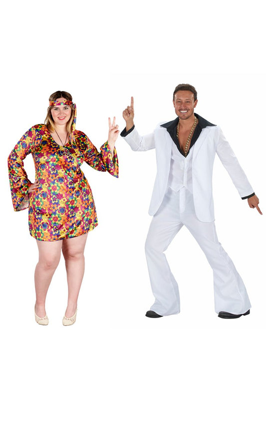 Flower Power & Disco Man Couples Costume - Fancydress.com