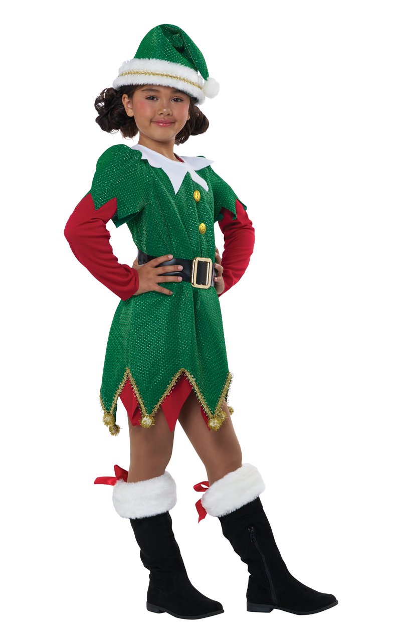 Girls Cute Christmas Elf Costume - Fancydress.com