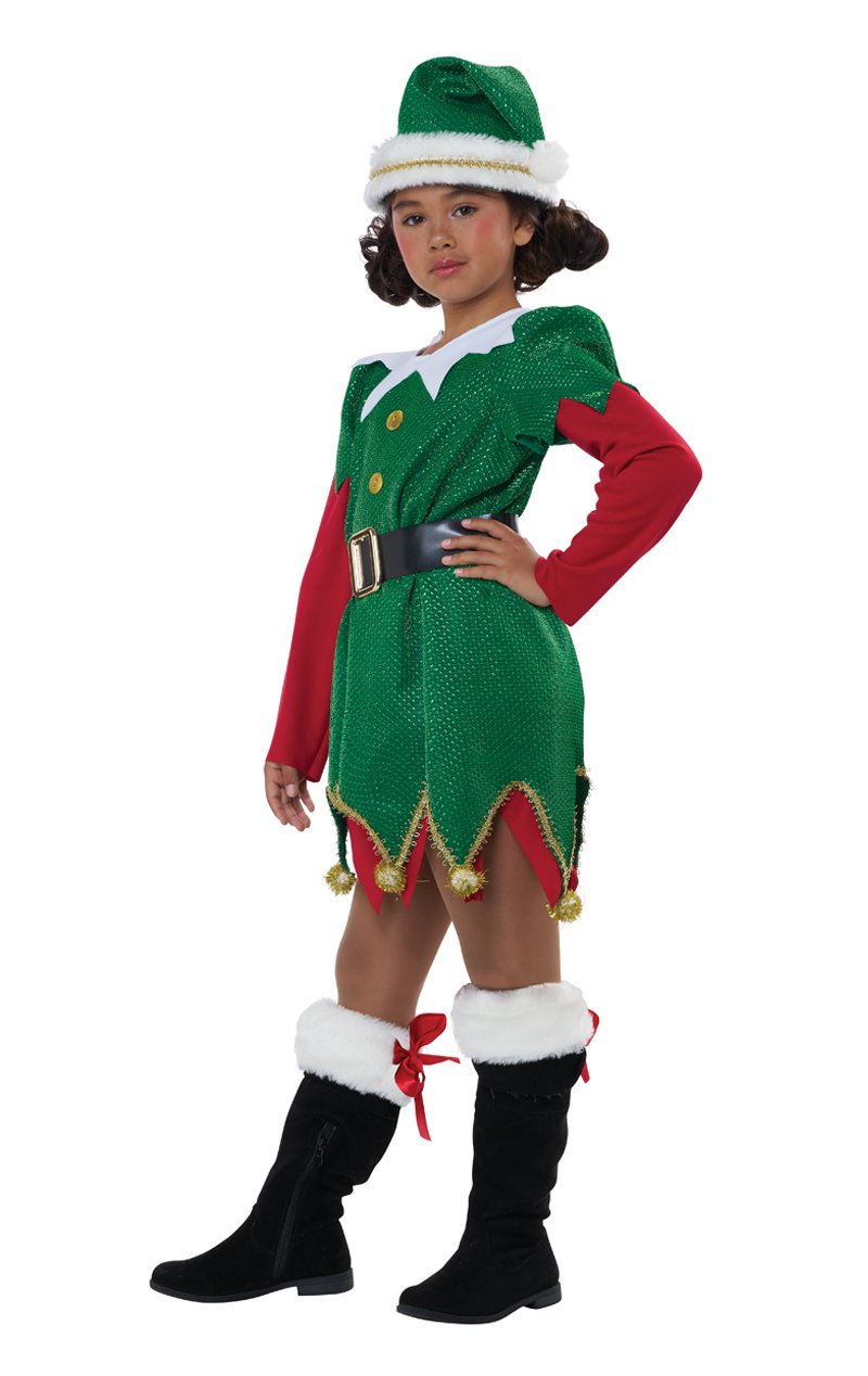 Girls Cute Christmas Elf Costume - Fancydress.com