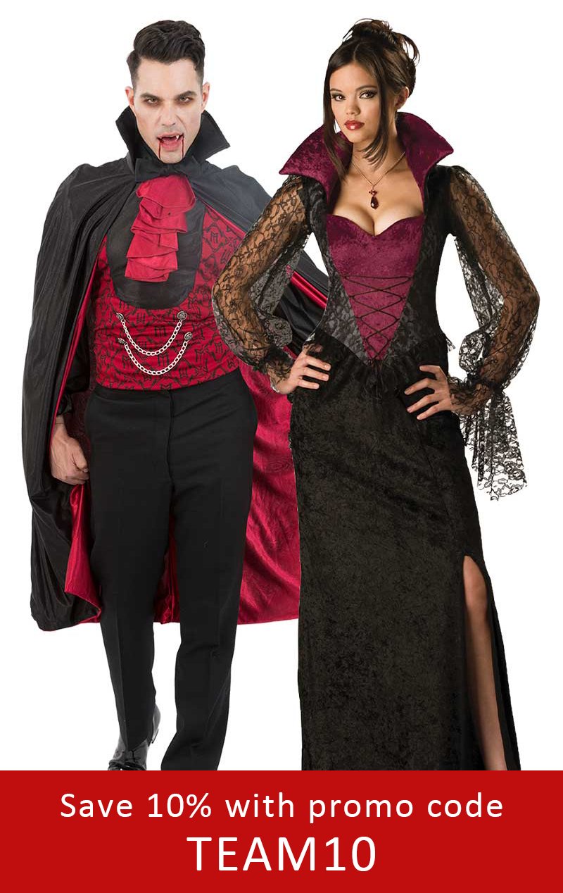 Gothic Vampiress & Count Bloodthirsty Couples Costume - Fancydress.com