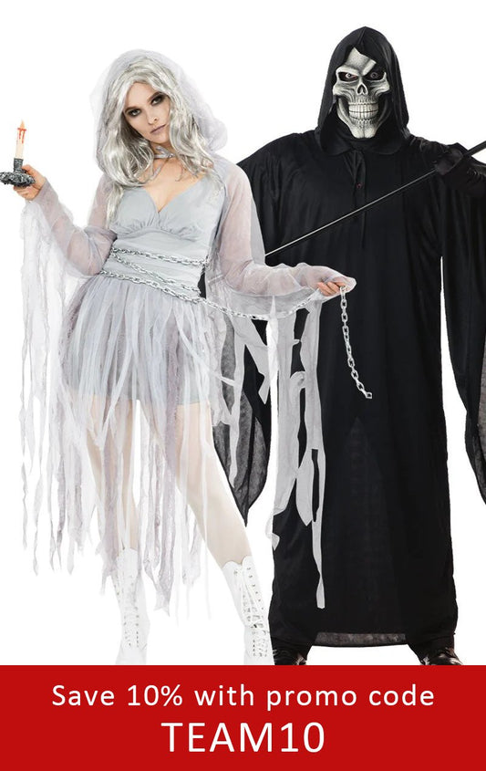 Haunting Spirit & Grim Reaper Couples Costume - Fancydress.com