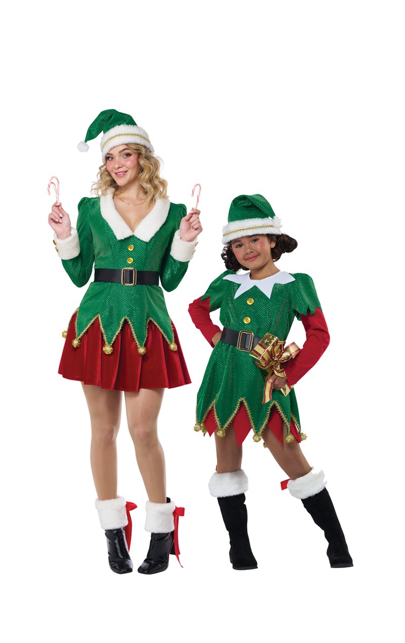 Mama & Daughter Elf Couples Costume - Fancydress.com