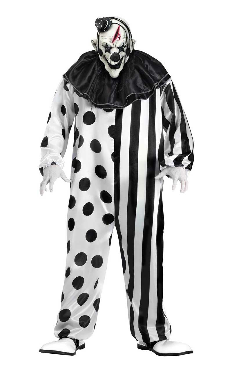 Mens Monochrome Killer Clown Costume - Fancydress.com