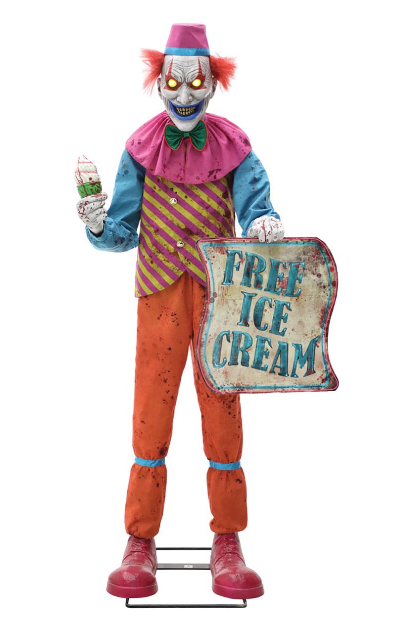 Neon Ice Cream Clown Animated Halloween Decoration - Fancydress.com