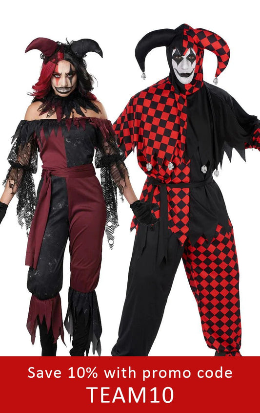 Psycho & Killer Jester Couples Costume - Fancydress.com