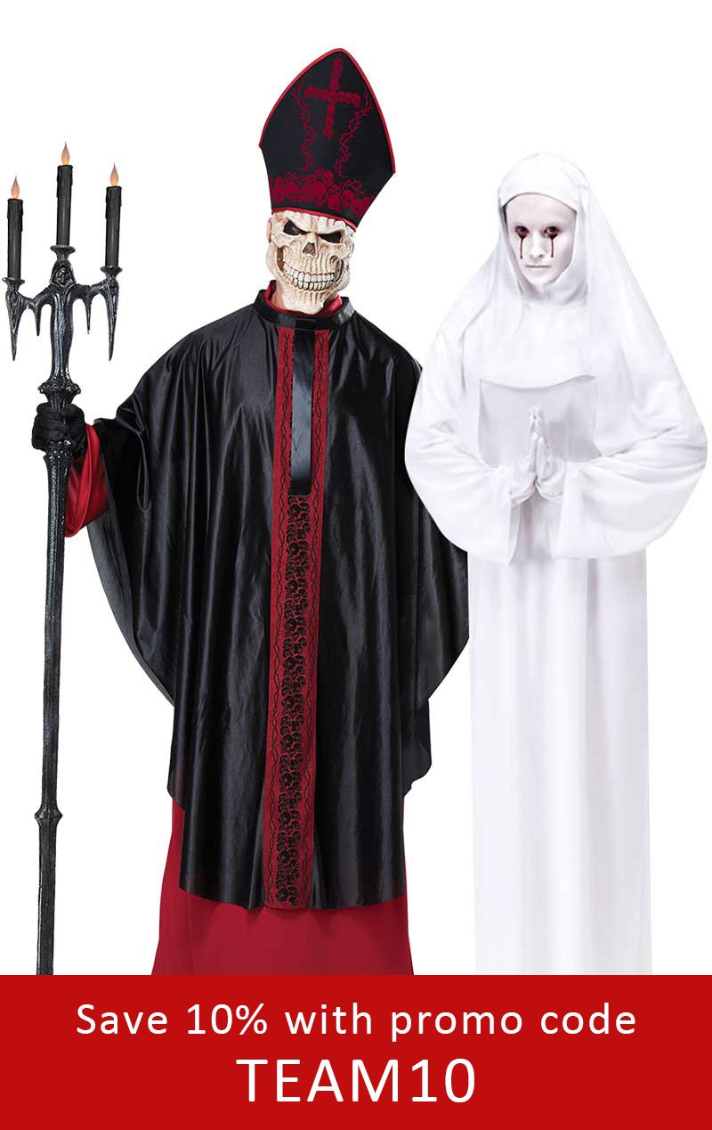 Scary Nun & Black Mass Couples Costume - Fancydress.com