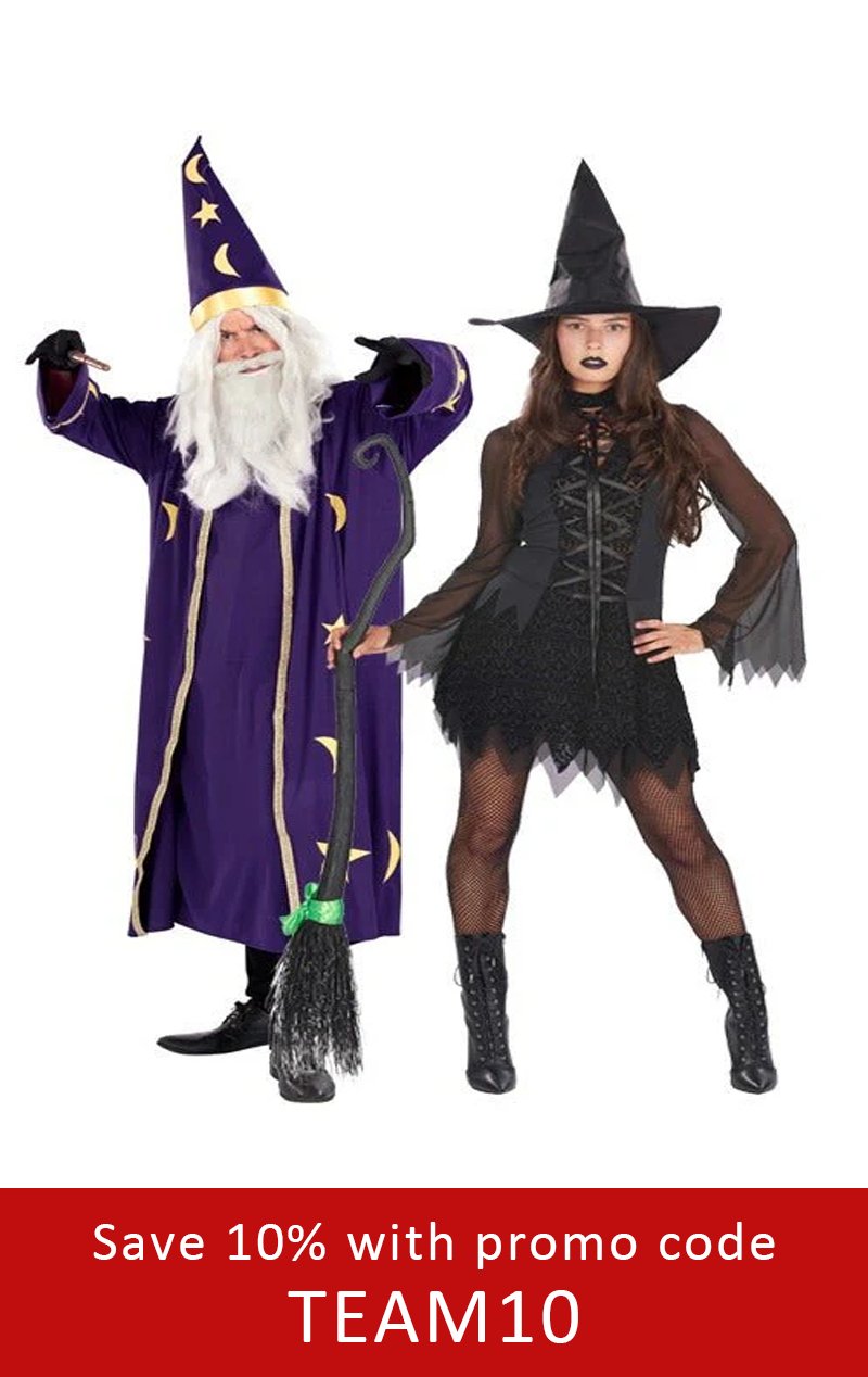 Sorceress of Darkness & Wizard Couples Costume - Fancydress.com