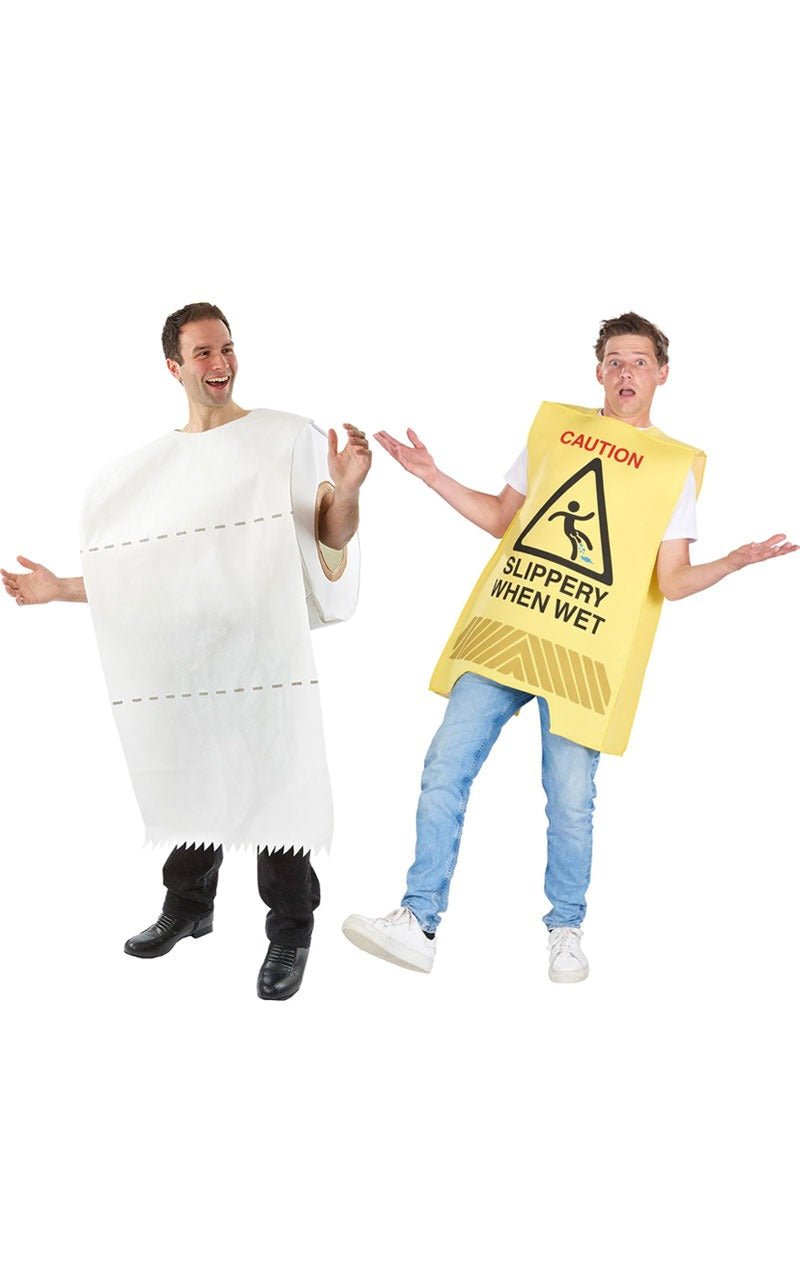 Toilet Roll & Wet Floor Sign Couples Costume - Fancydress.com