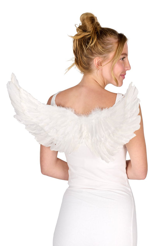 White Feather Wings Accessory 55cm x 55cm - Fancydress.com