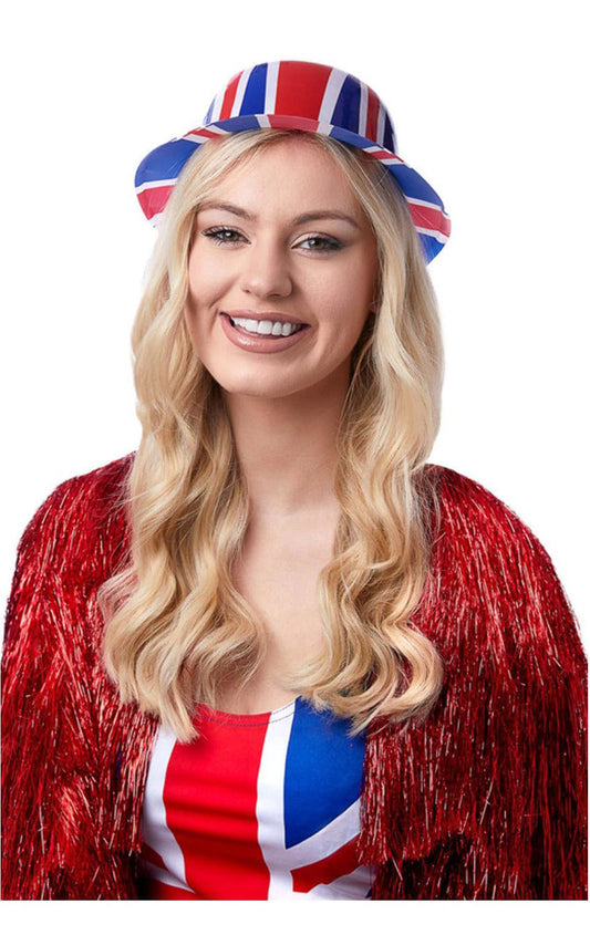 Chapeau melon Union Jack en plastique unisexe adulte