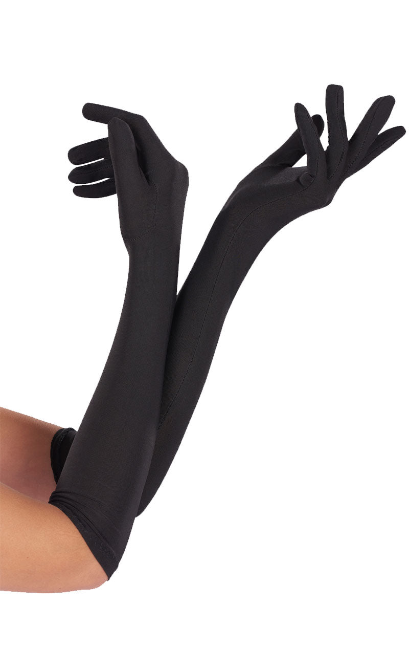 Lange schwarze Handschuhe