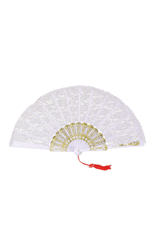 Accessoire éventail en dentelle blanche