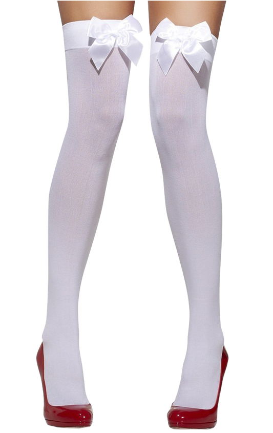 Thigh High White Bow Stockings