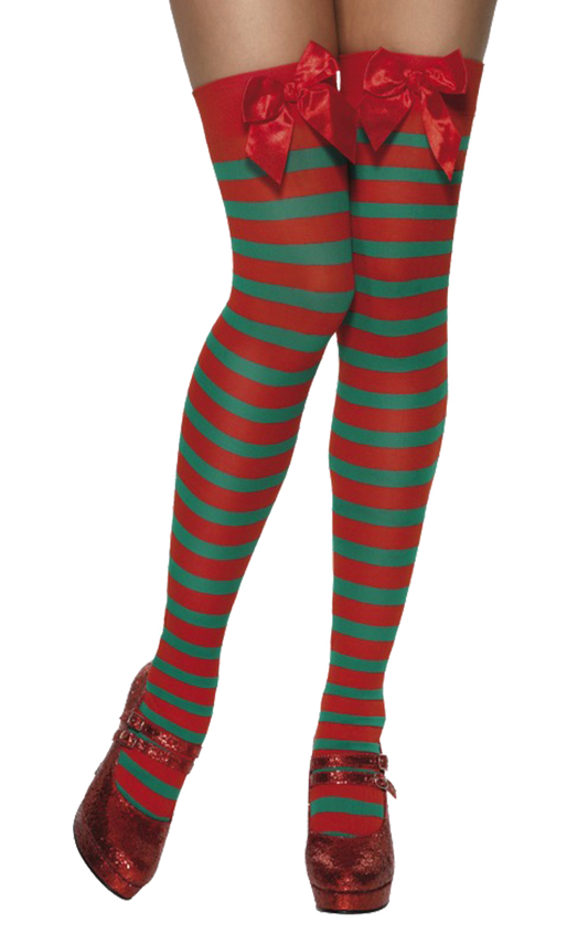 Striped Elf Thigh High Stockings