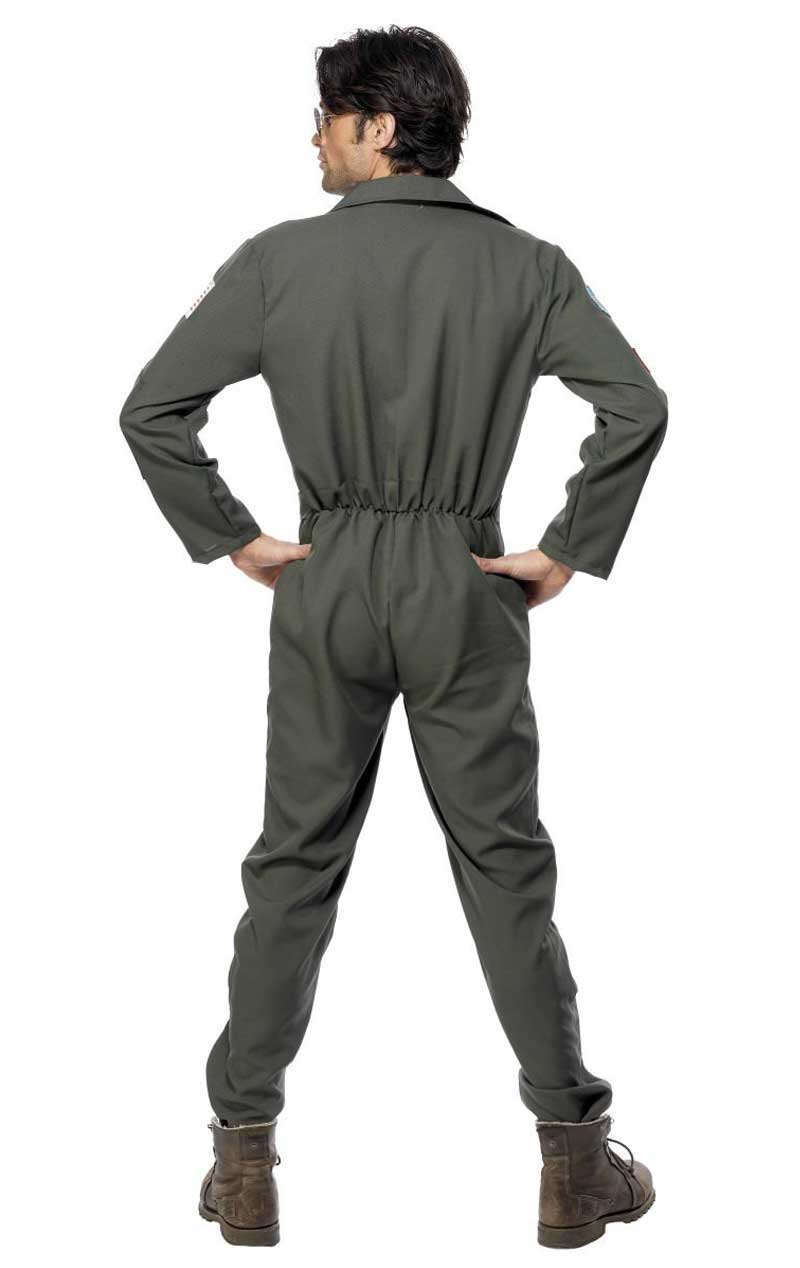 Herren Top Gun Pilot -Jumpsuit Kostüm