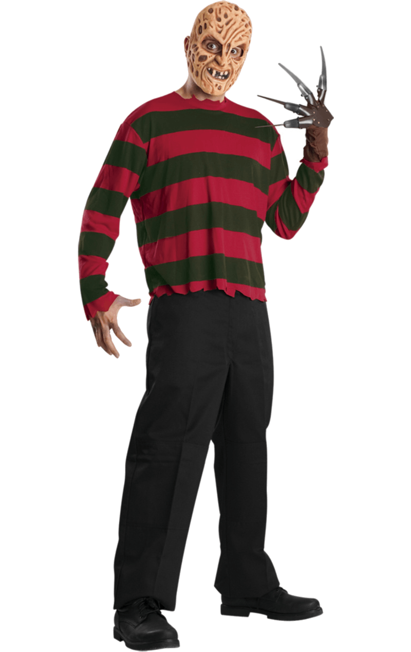 Herren Freddy Krueger -Hemd mit Gesichtskostüm