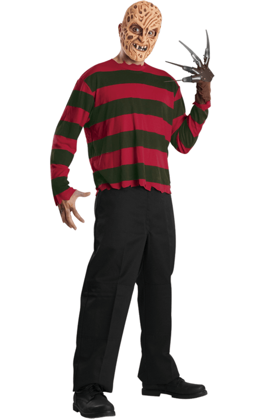 Mens Freddy Krueger Shirt With Facepiece Costume