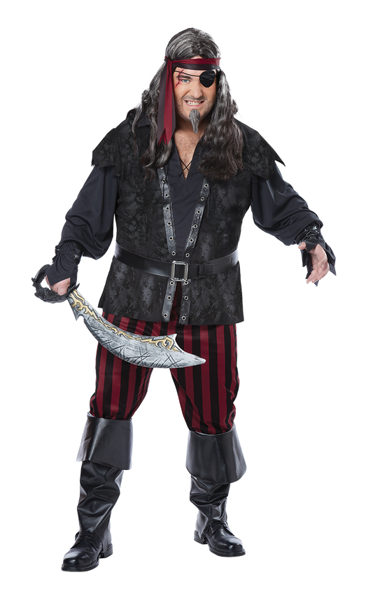 Déguisement de pirate Rogue impitoyable pour homme grande taille