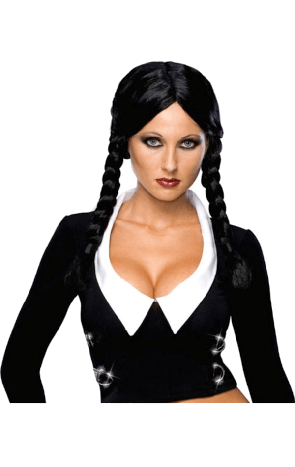 Perruque mercredi Addams adulte