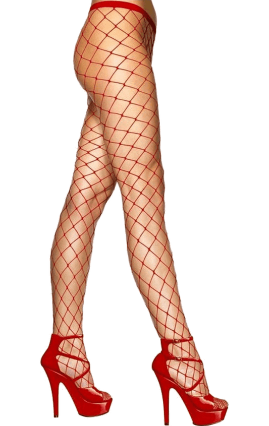 Red Oversized Fishnet Tights