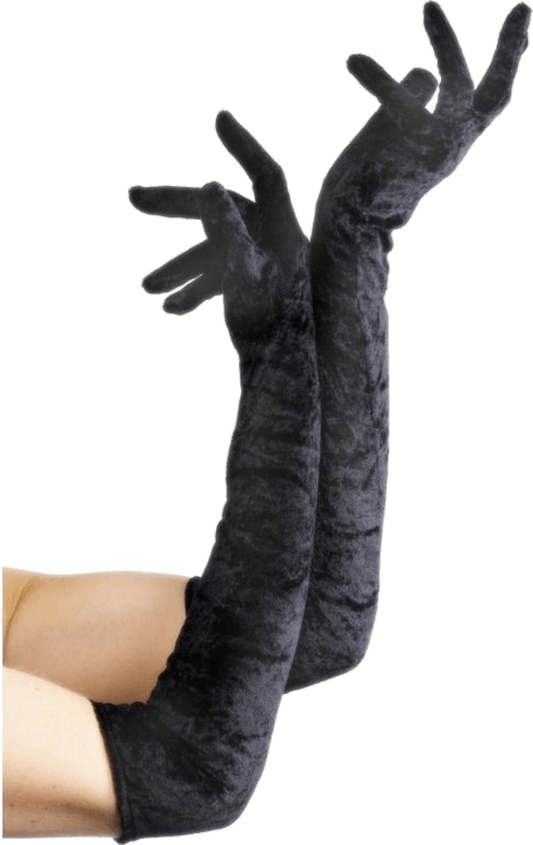 Gants longs en velours noir