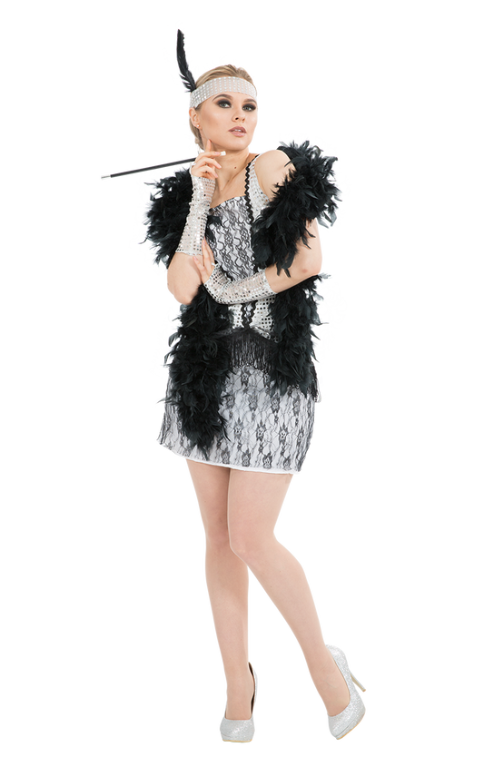 Womens 1920s Silver Flapper Costume