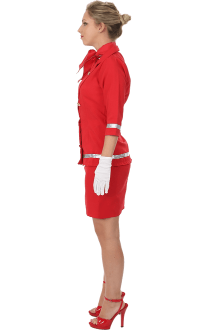 Damen Red Air Hostess Kostüm