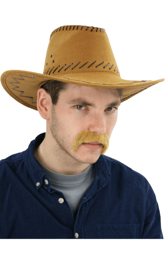 Brown Leather Stitched Cowboy Hat