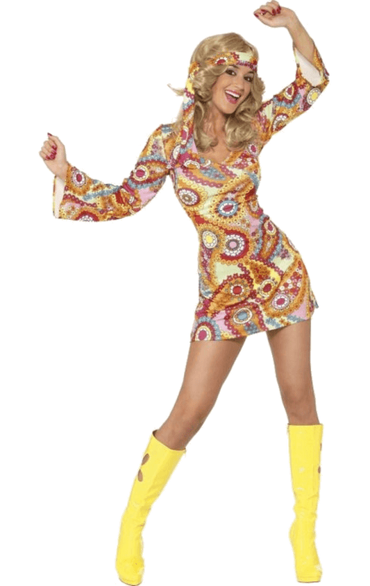 Costume hippie trippant des années 60 pour femme