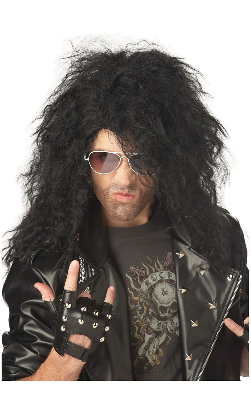 Black Heavy Metal Rocker Wig