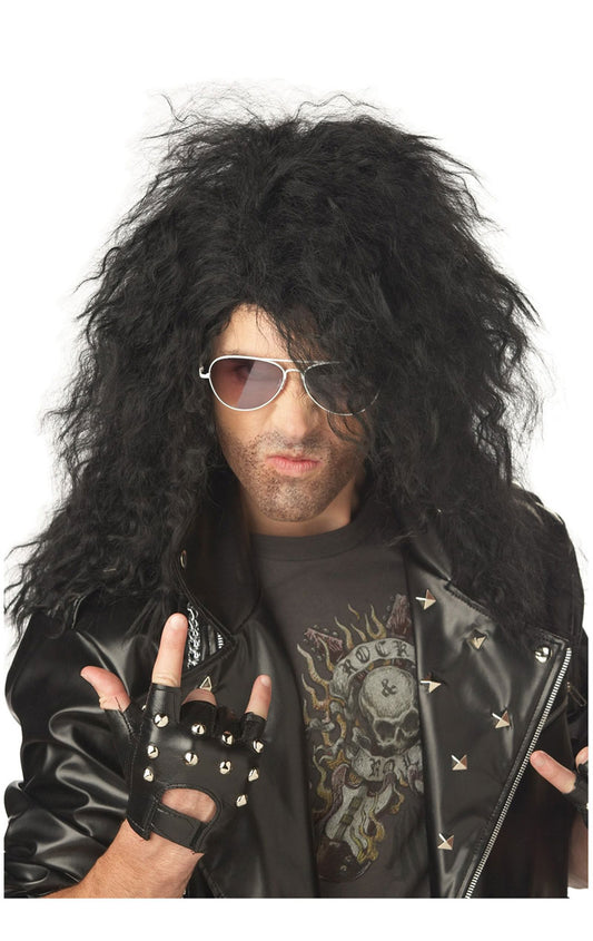 Black Heavy Metal Rocker Wig