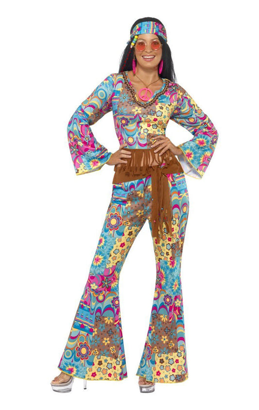 Costume hippie fleuri des années 60 pour femme