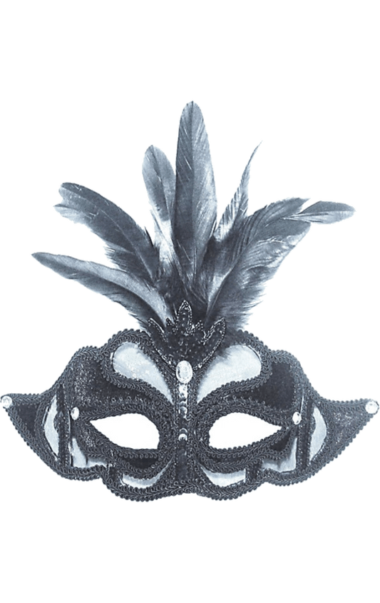 Masque à plumes scintillantes noires