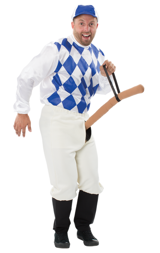 Kostüm des Erwachsenenknopfs Jockey