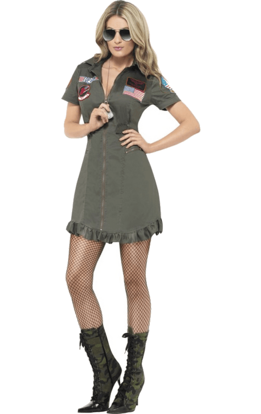 Ladies Deluxe Top Gun Dress Costume