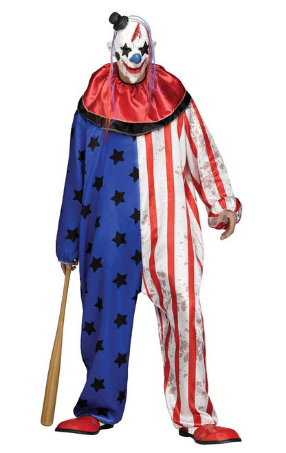 Mens Stars And Stripes Halloween Clown Costume