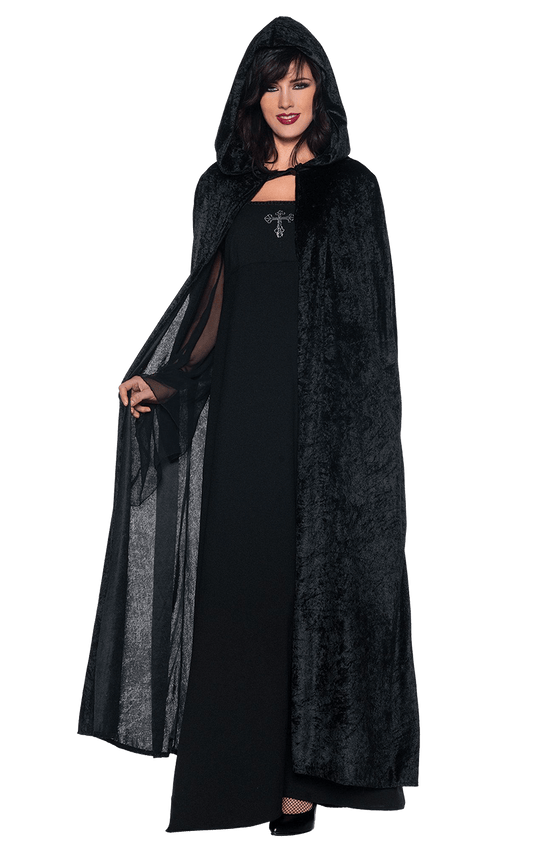 Full Length Black Hooded Cloak