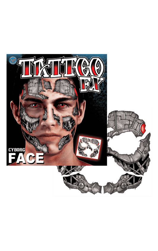 Cyborg Face Tattoo Accessory