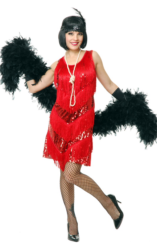 Costume de danseuse jazzy rouge des années 1920 pour femme