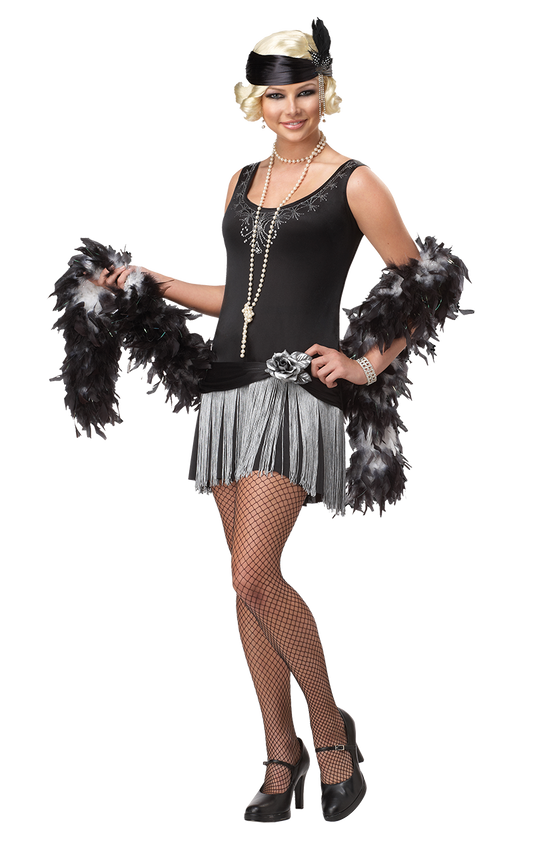 Teen 1920s Black & Silver Flapper Costume